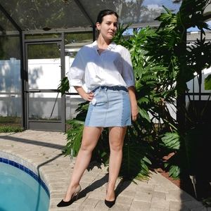 NWT Zara Size S Mini Denim Two Tone Skirt